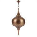 Aksil brass pendant with punched circle openings on a white studio background