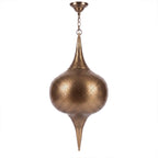 Aksil brass pendant with punched circle openings on a white studio background
