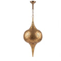 Amira hand-pierced brass pendant on a white studio background