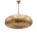 Anfa pendant, a modern pierced brass dome, on a white studio background