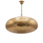 Anfa pendant, a modern pierced brass dome, on a white studio background