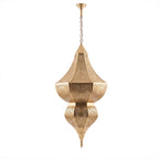 Badi brass pendant with floral cutwork on a white studio background