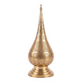 Dahab pierced brass table lamp, gold finish, on a white studio background