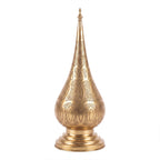 Dahab pierced brass table lamp, gold finish, on a white studio background