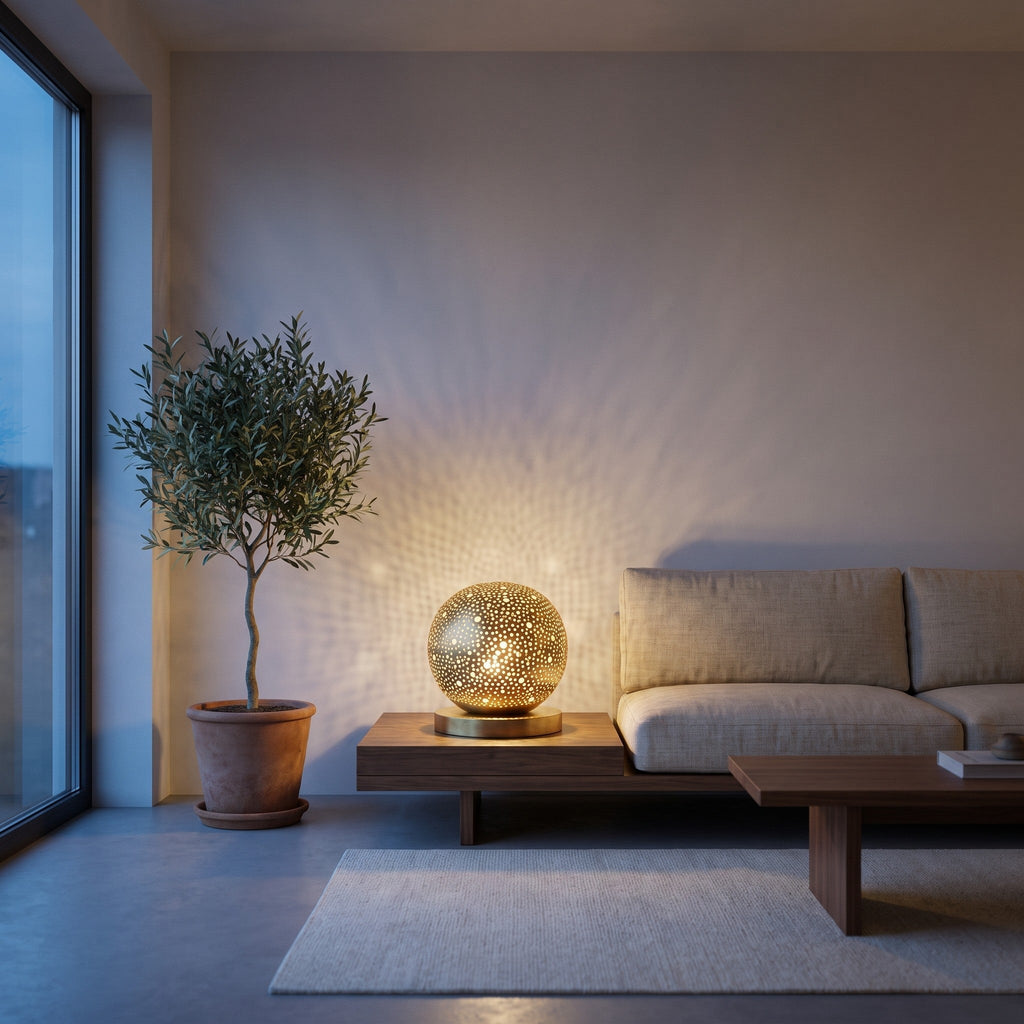 Daya table lamp on a nightstand in a modern bedroom