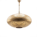 Hana pierced brass pendant lamp on a white studio background