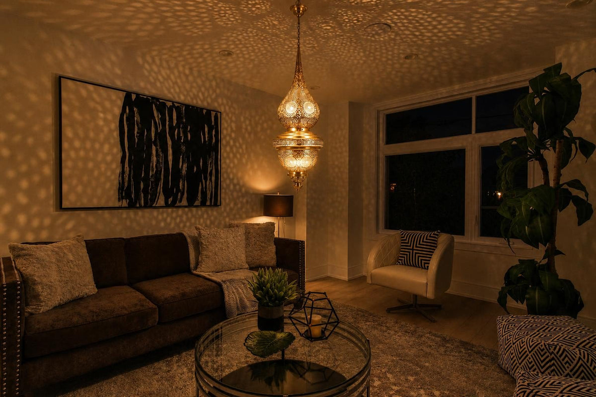 The same room at night