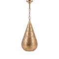 Itri pierced brass pendant light on a white studio background