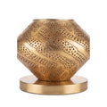 Khzama opened-petal brass lantern, unlit, on a white studio background