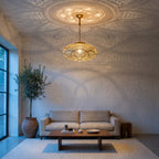 Layla pendant over a dining table in a modern apartment at night