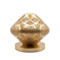 Louz dome table lantern in pierced brass on a white studio background