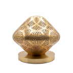 Louz dome table lantern in pierced brass on a white studio background
