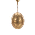Massa pendant, an open punched brass egg, on a white studio background