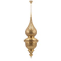 Mgoun tall pierced brass pendant on a white studio background