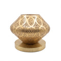 Nouara opened dome lantern in pierced brass on a white studio background