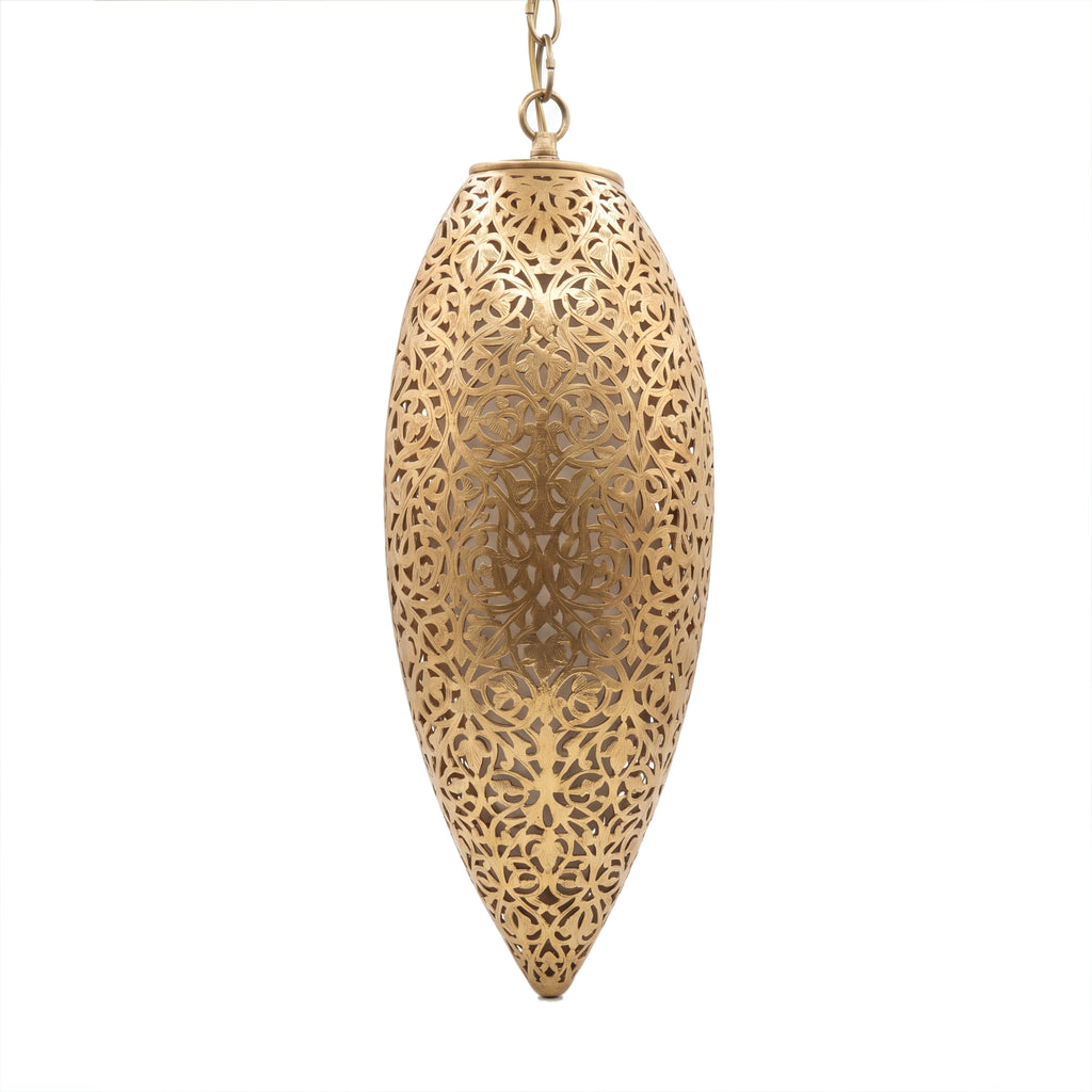 Sana sconce in engraved and pierced brass on a white studio background