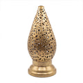 Shama brass lantern pair with pierced Arabic calligraphy on a white studio background