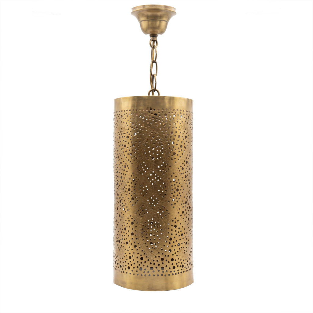 Sqala sconce pair, two pierced brass wall lights on a white studio background