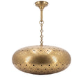 Tafat pierced brass pendant lamp on a white studio background