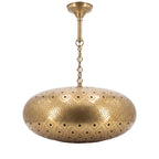 Tafat pierced brass pendant lamp on a white studio background