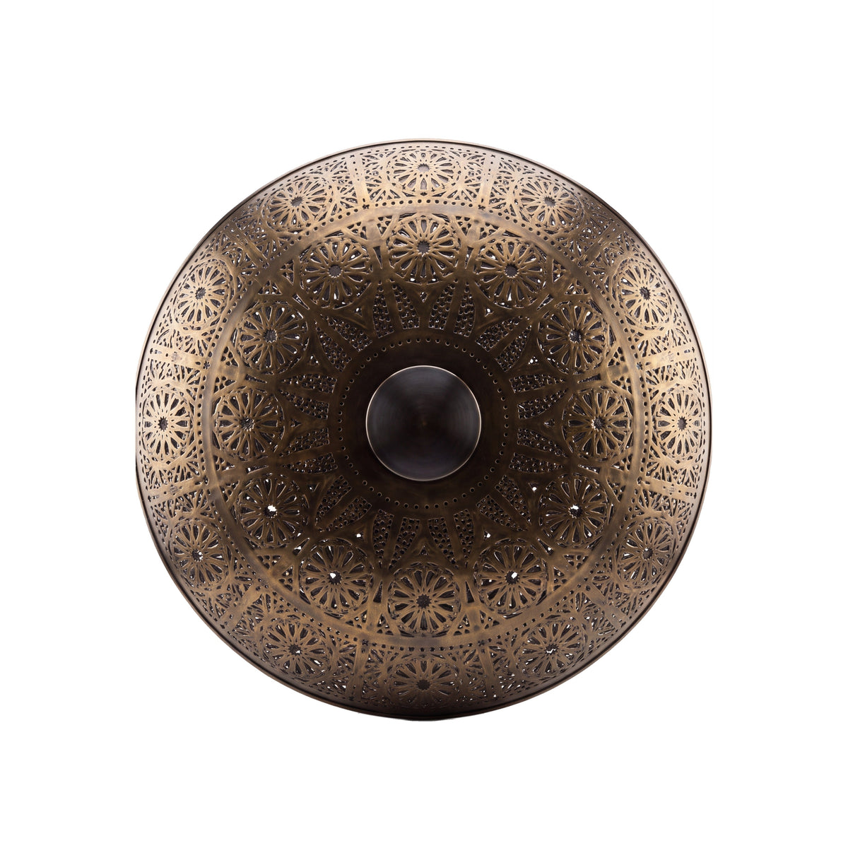 Tafraout round pierced brass sconce on a white studio background