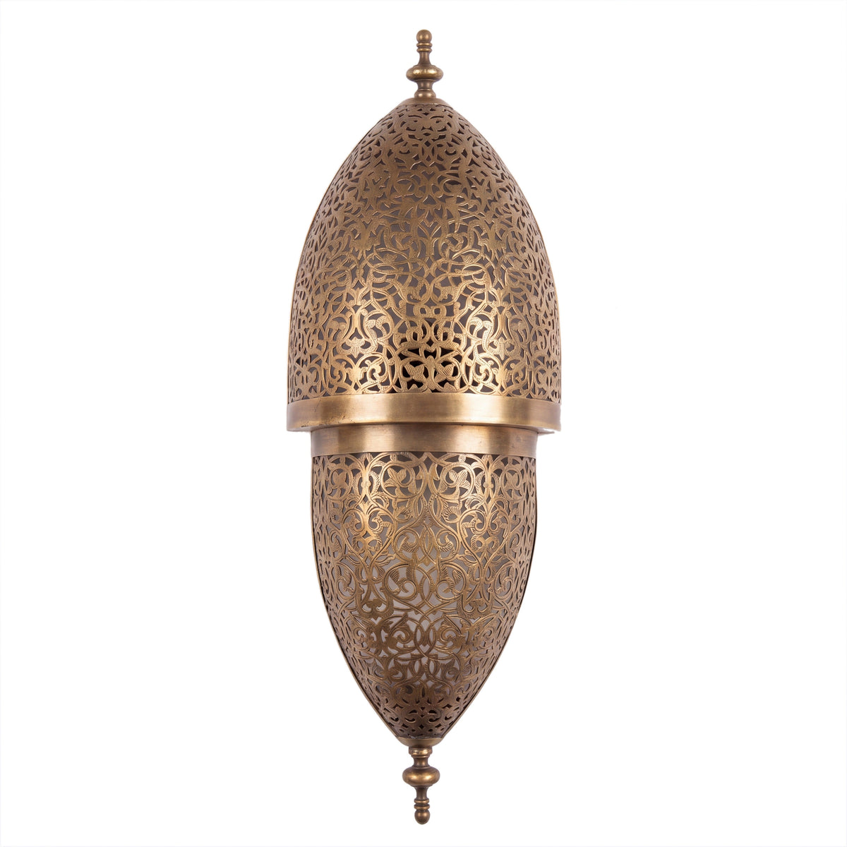 Tarz sconce in pierced brass on a white studio background