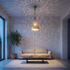 Tizi cone pendant hanging in a modern hallway
