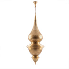 Toubkal tiered brass pendant, full height, on a white studio background