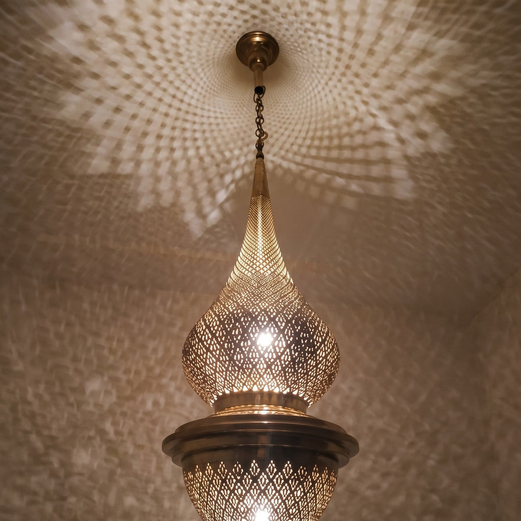 Close detail of the lit Toubkal, chiseled tiers glowing