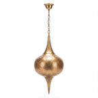 Zagora tall brass lantern with punched circles on a white studio background